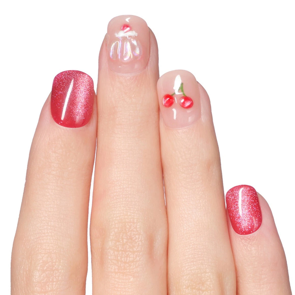 Dashing Diva Glossy Red & Creamy French Tips [Short Square] detail