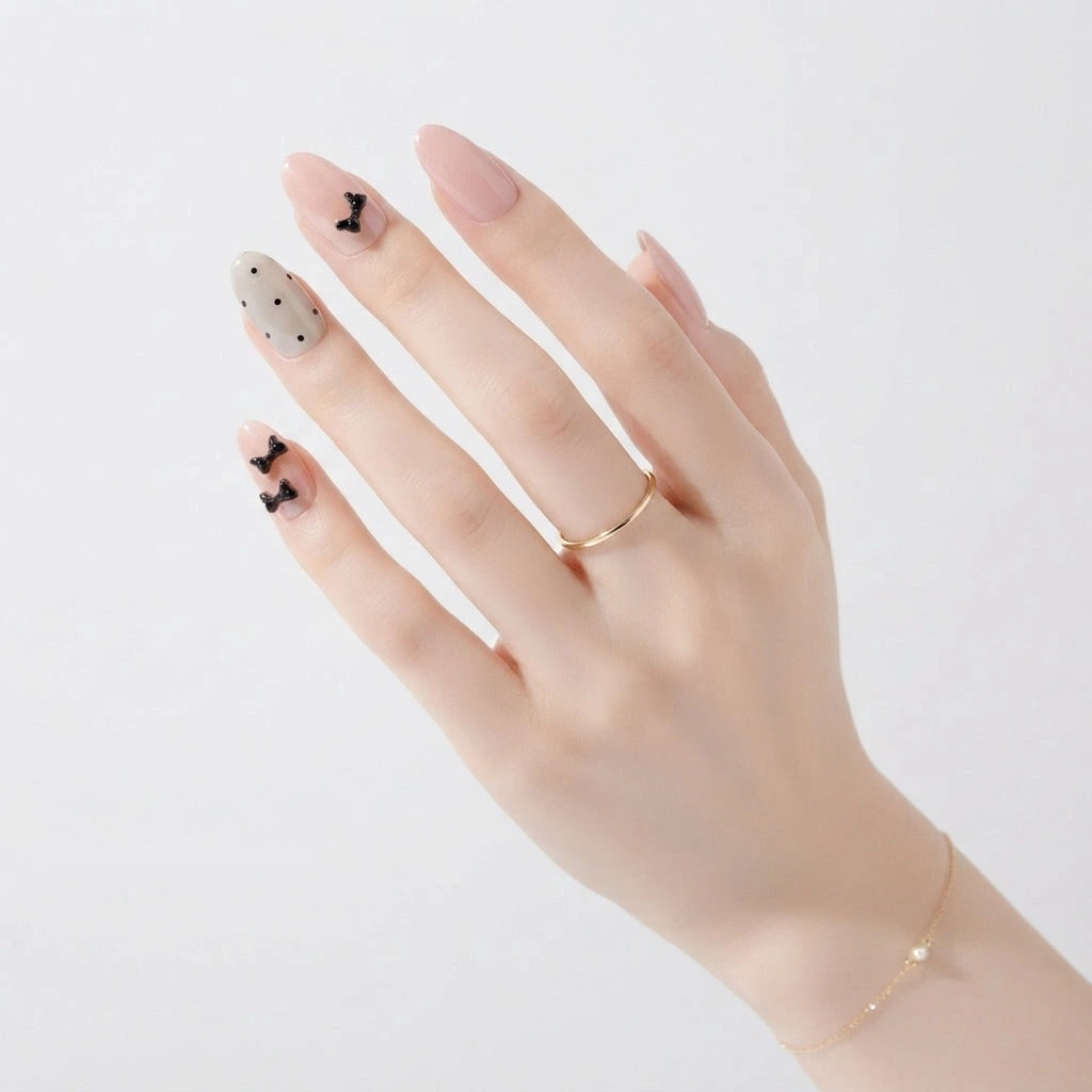 ohora N Cream Bow Nail detail