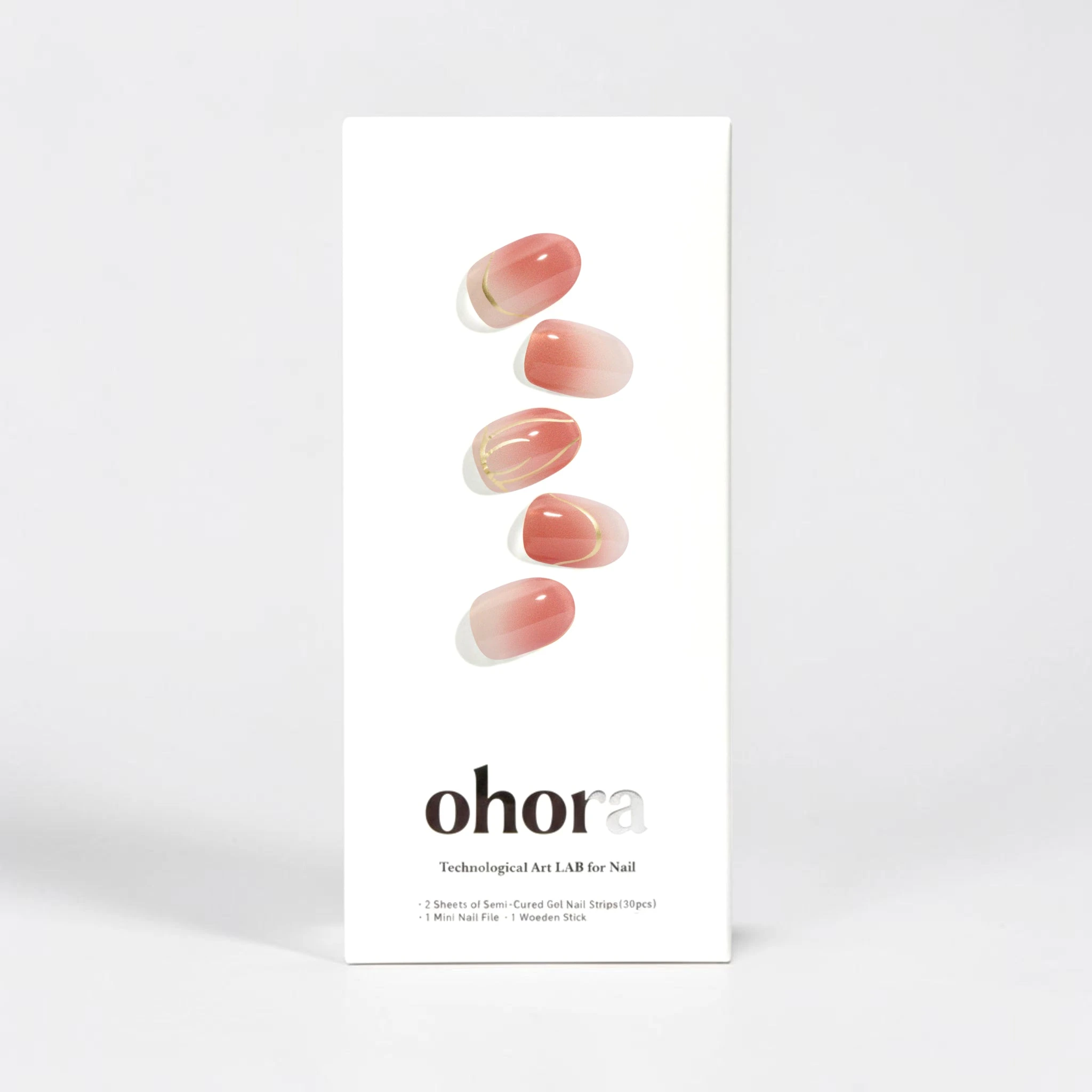 ohora Coral Pink Tulip Gradient Gel Nails