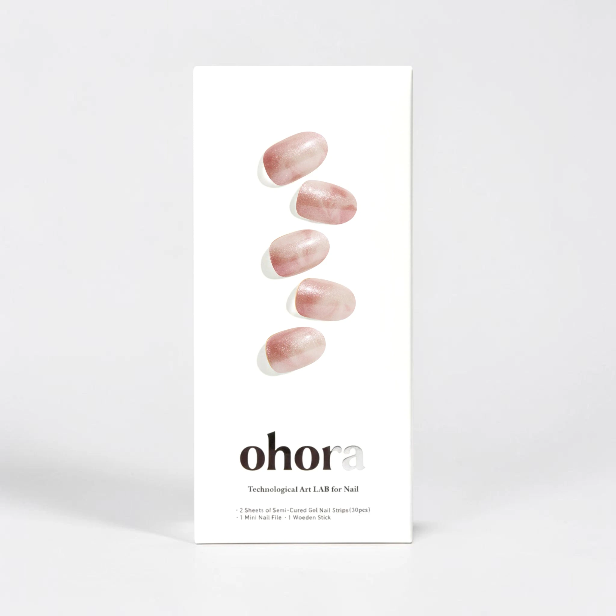 ohora Rose Pink Marble & Mermaid Glitter Nails