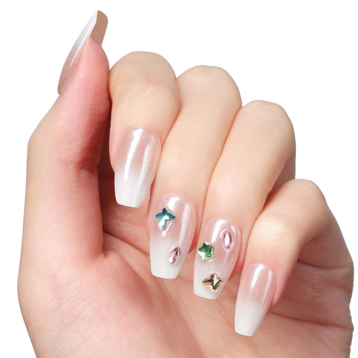 Dashing Diva Iridescent Shell Texture & Nude Champagne Luxury [Coffin] detail